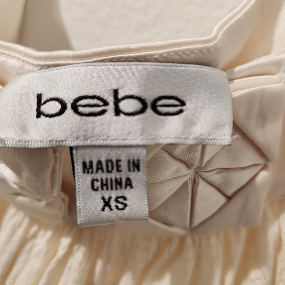 Vintage Y2K bebe Off-White Frilly Silk-Blend XS Crop Top - Picture 3 of 3